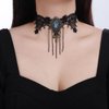Xerling Tassel Black Lace Choker Portrait Floral Necklace Costume Jewelry for Women Halloween Festival Chains