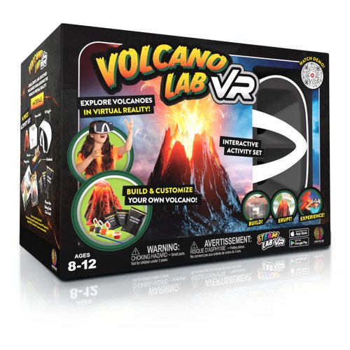Abacus Brands STEAM Volcano Lab VR - Build and Erupt Your Own Volcano - Virtual Reality Kids Science Kit, Book and Interactive STEAM Learning Activity Set