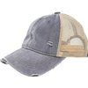 Funky Junque Distressed Trucker Hat - Washed Grey/Beige Mesh