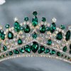 ShulaSHOP Green Wedding Tiara for Women, Crowns for Women Rhinestone Bridal Crown Princess Tiara Headband, Costume Party Accessories for Brithday Halloween