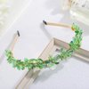 Formery Sparkle Green Crystals Headband Gold Crystal Beads Flower Hair Band Party Prom Wedding Handmade Beaded Floral Headpiece for Women and Girls
