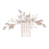 Soulshow New Soft Material Polymer Clay White Flower Wedding Hair Accessories Handmade Pearl Rhinestone Gold Wedding Hair Comb Bridal Hair Accessories