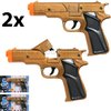 Set of 2 - Golden Cap Gun Toy, Revolver Pistol Detective Police Cowboy