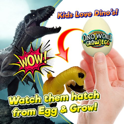 JA-RU Magic Grow Growing Dinosaur Toy (1 Egg Assorted) Surprise Hatching Dino Eggs in Water for Kids. Jurassic Party Favors Easter Basket Stuffers Pinata Fillers. 312-1A