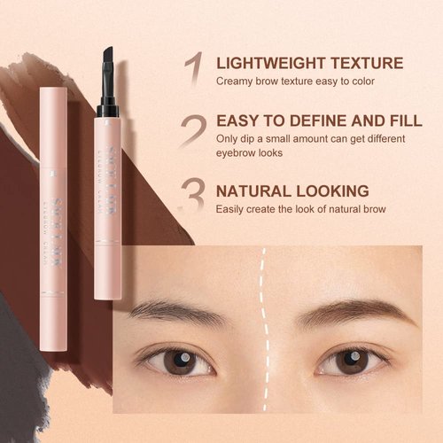 SACE LADY Long Lasting Eyebrow Cream, Waterproof Eyebrow Tinted Gel Corrector with Brush 2 in 1 Eye Makeup, Pigmented Intense Brow Color Powder Cream, 0.053 Fl Oz(03 Grey Taupe)