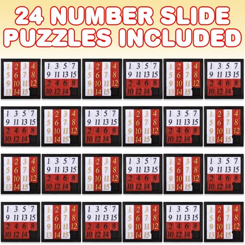 Gamie Slide Puzzles for Kids – Set of 24 Pocket-Sized Hand Puzzle Games, Educational Number Slide Puzzles, Great Party Favors, Goodie Bag Stuffers, Teacher Rewards, and Learning Toys