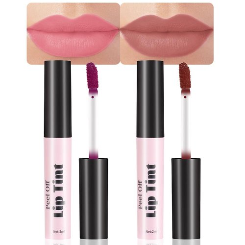 Kaely 2Pcs Cherry Brown Red Peel Off Lip Liner Stain,Long Lasting Waterproof Lip Tint Marker,Non-Stick Peel Off Lip Gloss Makeup,Highly Pigmented Matte Finish,05+06