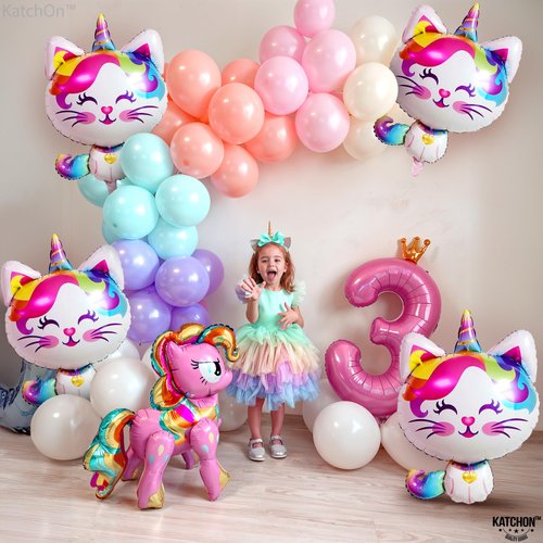 KatchOn, Caticorn Birthday Party Supplies - Big 36 Inch, Pack of 6 | Cat Balloons For Birthday Party | Caticorn Balloons for Princess Birthday | Caticorn Birthday Decorations, Caticorn Party Supplies