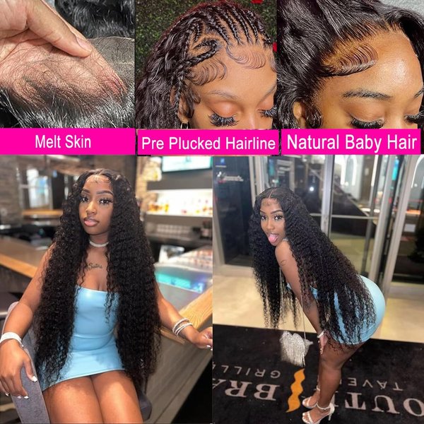 22 Inch Deep Wave Lace Front Wigs Human Hair 13x6 HD Lace Front Wigs Glueless Wigs Human Hair Pre Plucked with Baby Hair 13x6 Curly Lace Front Wigs Deep Wave Frontal Wig Wet and Wavy Wigs 200% Density