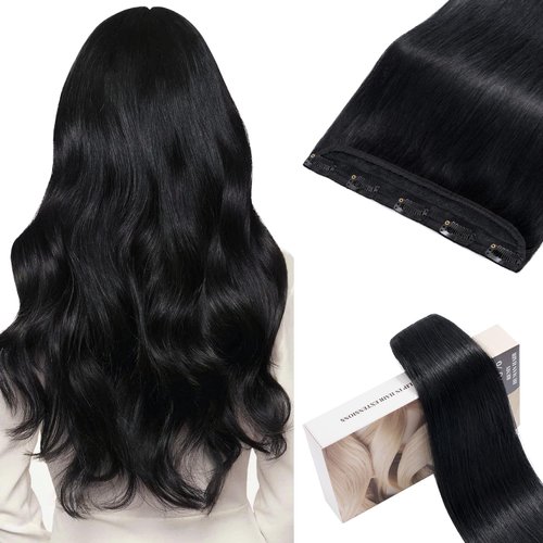 TESSHAIR 5 Clip One Piece Clip in Hair Extensions Real Human Hair 10 Inch Human Hair Clip in Exte...