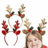HANSAMU Christmas Headband Antlers Hair Bands, Christmas Glitter Elk Antlers Hair Hoop Headwear Gift for Women Costume Christmas Holiday Party Costume Hat Accessory (Red & Gold)