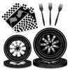 96 PCS Race Car Birthday Party Supplies Cars Birthday Decorations Tableware Set Racing Party Plates Napkins Forks for Kids Boys Serves 24