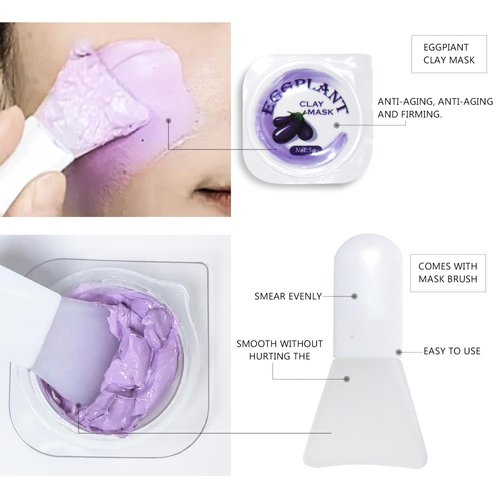 Liillya 10 Pods Travel Clay Mask Individually Wrapped Clay Face Mask Set Acne Blackhead Removal - MiNi Face Mask Set Facial Mask Kit with Silicone Mask Brush - Removes Excess Oil Hydrating