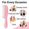 HYOUJIN Hair Comb Set, 3 Pocket Wide Tooth Combs - Detangling Shower Combs for Curly Hair, Wet Hair, Thick Hair - Travel Size for Women, Men (Pink)