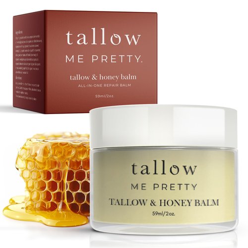 Tallow Me Pretty Tallow and Honey Balm, Rich and Comforting Grass Fed Beef Tallow Balm, Seals in Moisture, Promotes Skin Repair & Calms Irritated Skin, 2 oz