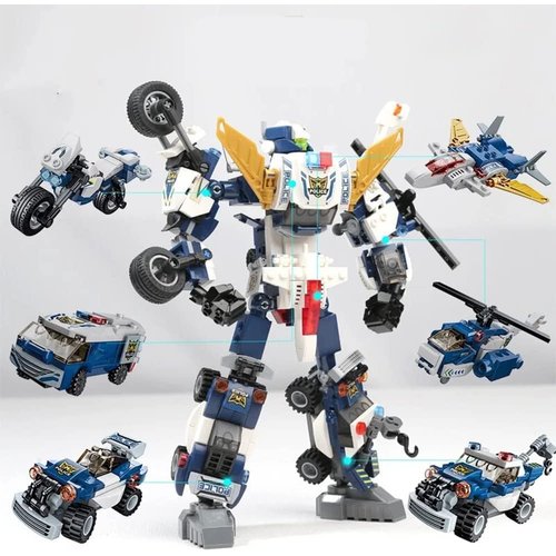 ENHANA 6 in 1 Construction Vehicles Transform Robot Kids Toys,STEM Learning Building Bricks Set for 6 7 8 9 10 11 12 Year Old Boys Girls,Robot STEM Building Toys Christmas Birthday Gifts for Boy