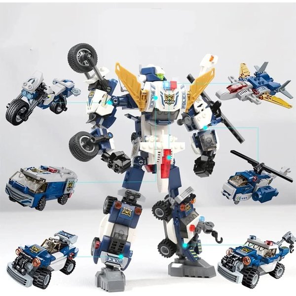 ENHANA 6 in 1 Construction Vehicles Transform Robot Kids Toys,STEM Learning Building Bricks Set for 6 7 8 9 10 11 12 Year Old Boys Girls,Robot STEM Building Toys Christmas Birthday Gifts for Boy