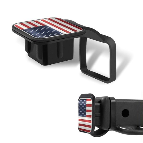 leediga 1 PC Car Trailer Hitch Cover, 3.1" x 3" TPU American Flag Plug Trailer Protector Decorative Dustproof Base Cover, 2" Square Mouth Receiver Tube Fitting, Compatible with Most Car Models (Red)