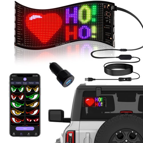 Double Row Programmable LED Sign,Scrolling Bright Advertising LED Signs, Bluetooth App Control Flexible USB 5V LED Matrix Panel,Custom Text Pattern Animation LED Display for Window Store 10.6''x4.7''