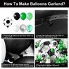 GRESATEK Soccer Party Balloon Garland Arch Kit, Green Black White Metallic Sliver Balloons Decorations With Soccer Foil Balloon for Men Teen Kids Soccer Football Theme Birthday Party Decor Supplies