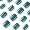 Short Press on Nails Square Shaped Fake Nails Green False Nails Light Green Glue on Nails Simple Pure Color Green Stick on Nails Summer Acrylic Nails Full Cover Glossy Artificial Nails for Women 24Pcs