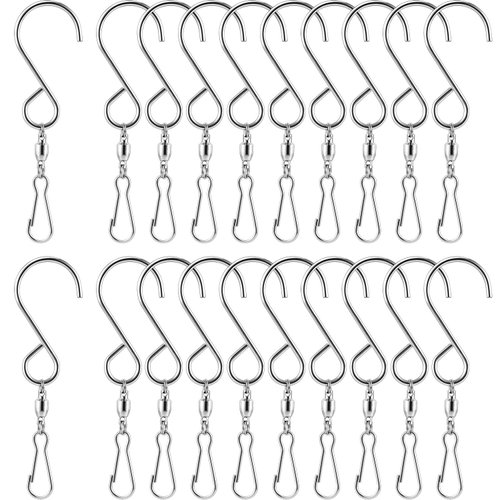 TecUnite 20 Pack Wind Spinner Swivel Hooks Clips for Hanging Wind Spinners Wind Chimes Crystal Twisters Garden Bells Party Supply