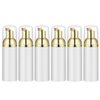 Lil Ray 2 Oz Empty White Foam Pump Bottle, Foamer Soap Dispenser for Lash Shampoo, Hand Soap, Foaming Cleaner(Gold Pump, 6 PCS)