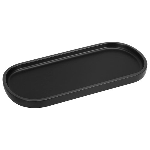 Luxspire Bathroom Vanity Tray, Oval Soap Dispenser Tray, 10" Kitchen Counter Trays, Handmade Resin Bathroom Tray for Counter, Toilet Tank Tray, Trinket Tray for Perfume Jewelry, Small, Matte Black