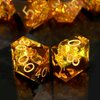 Haxtec Sharp Edge Dice Set Yellow Black Resin DND Dice Set Sparklingly Polyhedral D&D Dice for Dungeons and Dragons Fire Dice
