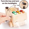 Montessori Car Screwdriver Board Set ，Car LED Busy Board Light Switch Montessori Toy for Toddlers, Wooden Busy truck Kids Tools Set, Fine Motor Skills Activities Sensory Educational Toys for Kids