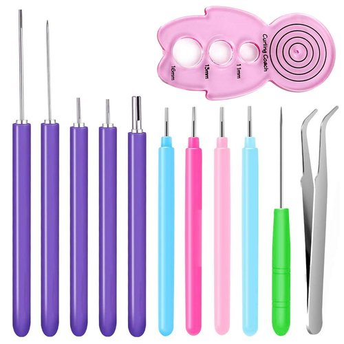 12 Pack Paper Quilling Tools Slotted Kit, Different Sizes Rolling Curling Quilling Needle Pen Paper Cardmaking Project Tools Set for Paper Quilting Paper Flowers