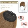 BUPPLER Clip in Bangs 100% Real Human Hair Pieces Hair Clip on bangs for women Faux Bangs Clip in Hair Extensions with Hair Roller for Daily Wear(5.5 * 6 Inch, Light Brown)