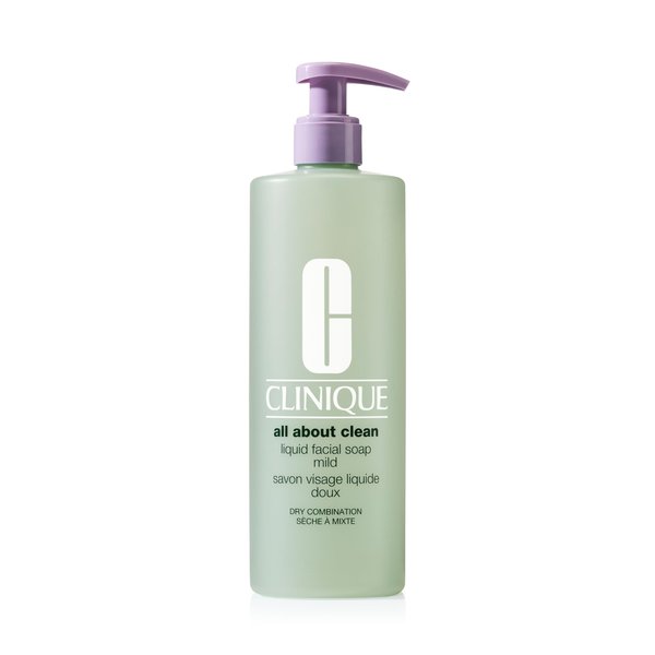 Clinique 3-Step All About Clean Liquid Gentle Facial Cleanser Soap For Dry Combination Skin Types, Mild, 13.5 Fl Oz