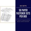 OLYMPX 50 Pcs of 2” Capacity Premium Metal Prong Paper Fastener Complete Set, 2.75 Inch Base with Standard 2-Hole Punch Compressor for Paper File Folder, 50 per Box