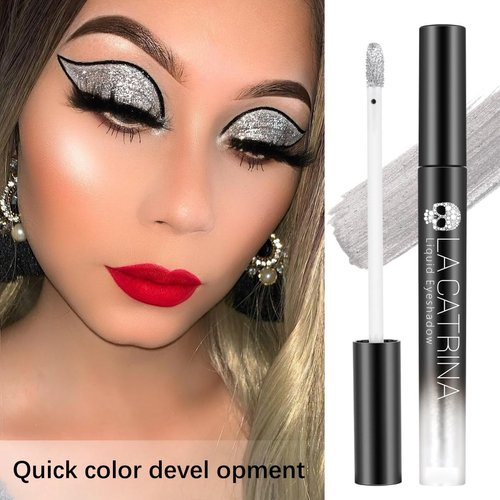 oygcee Silver Liquid Eyeshadow - Glitter Shimmer Sparkle Glow Silvery Eyeshadow Makeup, High-impact Pigmented, Long Lasting, Waterproof Liquid Metallic Eyeshadow, Easy to Apply & Quick Drying