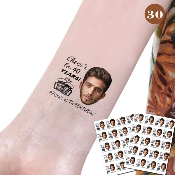 Kullder Birthday Tattoos Temporary Tattoos Fake Tattoos Custom Birthday Happy Birthday Tattoos Custom Tattoo Personalized Tattoos Face Tattoo 30 Tattoos