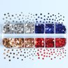 12 Grids 4th of July Nail Glitter Sequins 3D Star Nail Art Stickers Decals Holographic Red Blue Sliver Gold Star Nail Glitter Flakes Patriotic Star Glitter Nail Designs for Acrylic Nails Decoration