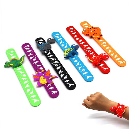 PAITUEND Dinosaur Slap Bracelets for Kids Party Favors-Dinosaur Theme Goodie Bag Stuffers(6pack) for Boys&Girls Dinosaur Theme Party Supplies Carnival Prizes Suit Classroom Exchanging Gifts