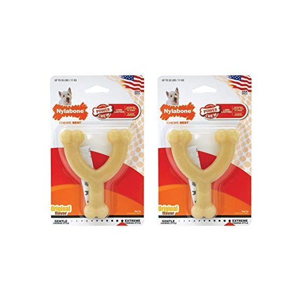 Nylabone Dura Chew Regular Original Flavored Wishbone Dog Chew Toy (2 Pack)