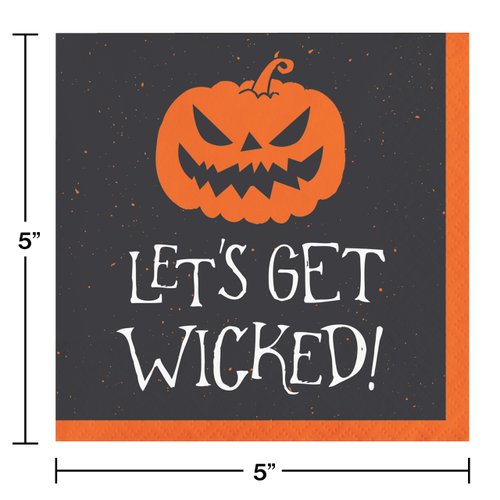 Creative Converting Get Wicked Halloween Beverage Napkins, 5", Multi-color