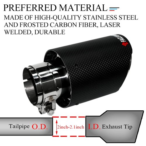 FAIZJUNBEN Roasted Blue Carbon Fiber Car Exhaust Tip 2.1 inch Inlet 3.5 Inch Outlet Exhaust Muffler Tip Carbon Fiber Exhaust Pipe for 2-2.1 Inch Exhaust Pipe