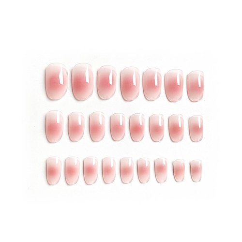DANMANR Square Press on Nails Short Fake Nails French Acrylic Full Cover False Nails for Women and Girls 24PCS (Pink red)