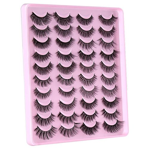20 Pairs False Eyelashes, 3D Faux Mink Lashes Natural Look Wispy Fake Eyelashes 11-17MM Fluffy Volume Long Thick Lashes 20 Styles Mixed Pack
