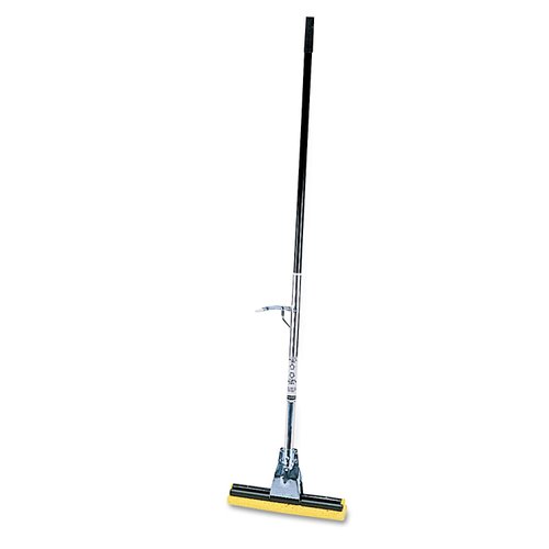 Rubbermaid Commercial Products Brute Steel Roller Sponge Floor Mop with Steel Handle, 12-Inch Wide, Metal, Cleaning for Title/Floors in Bathroom/Kitchen/Lobby and Outdoor/Garage Spaces