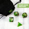 2 Set 11 Dice Polyhedral Dice Set Multisided Dice Set Smooth Touch with Drawstring Bag Compatible with RPG MTG Table Game Dice, 22 Pieces (Green, Black)