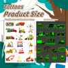 EMOME Glow + Metallic Temporary Tattoos for kids, Waterproof Pre-cut Tattoo Stickers, Birthday Girl Boy Party Favors Supplies Accessories (Construction)