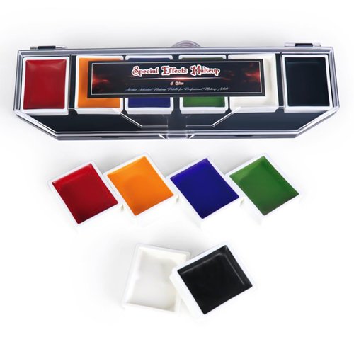 6 Colors Alcohol Activated SFX Makeup Paint Palette, Professional Waterproof Sweatproof Face and Body Paint,Long Lasting Special Effect Makeup Use for Cosplay, Theatre, Film