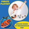Liberty Imports Bucket of Pirate Action Figures Toys Playset with Pirate Ship, Boat, Treasure Chest, Cannons, Shark for Kids Imaginary Pretend Play