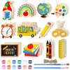 JellyArch 36 Pack Back to School Wood Cutouts Crafts for Kids, First Day of School Blank Unfinished Wooden Shapes Slices, DIY Crafts Paint Hanging Ornaments for Home School Party Supplies