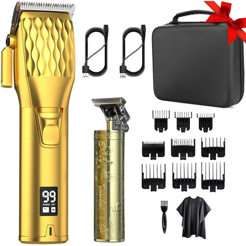 SKERTS Professional Cordless Hair Clippers and T-Blade Beard Hair Trimmer Sets for Men, Barber Clippers with Travel Case, Rechargeable Home Haircut Beauty Kit for Men